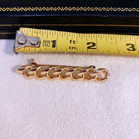 Rope Chain Coat Pin Brooche 2 1/4"  Gold Tone Regencycore Luxe Fancy  Vintage - Picture 7 of 7